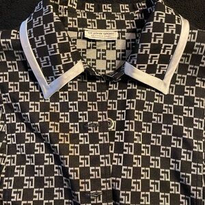 St. John Sport black grey logo jacket long sleeve size 16 vintage